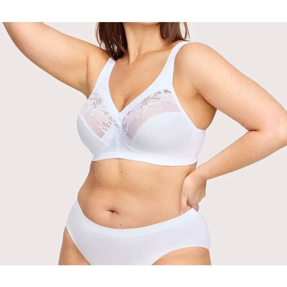 A 11 Glamorise magic lift minimizer white unlined lace bra size 40G 1000 NWOT